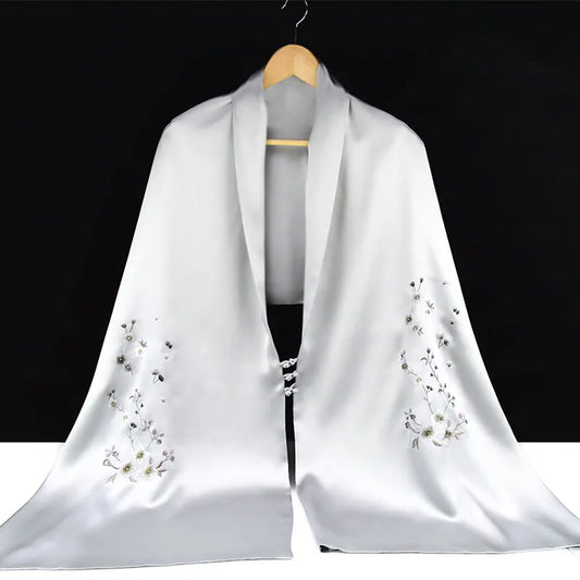 Xiuzhuang Self sold 2023 New Suzhou Embroidery Pure Handmade Embroidery Double layered Silk shawl Women's Scarf Silk Scarf