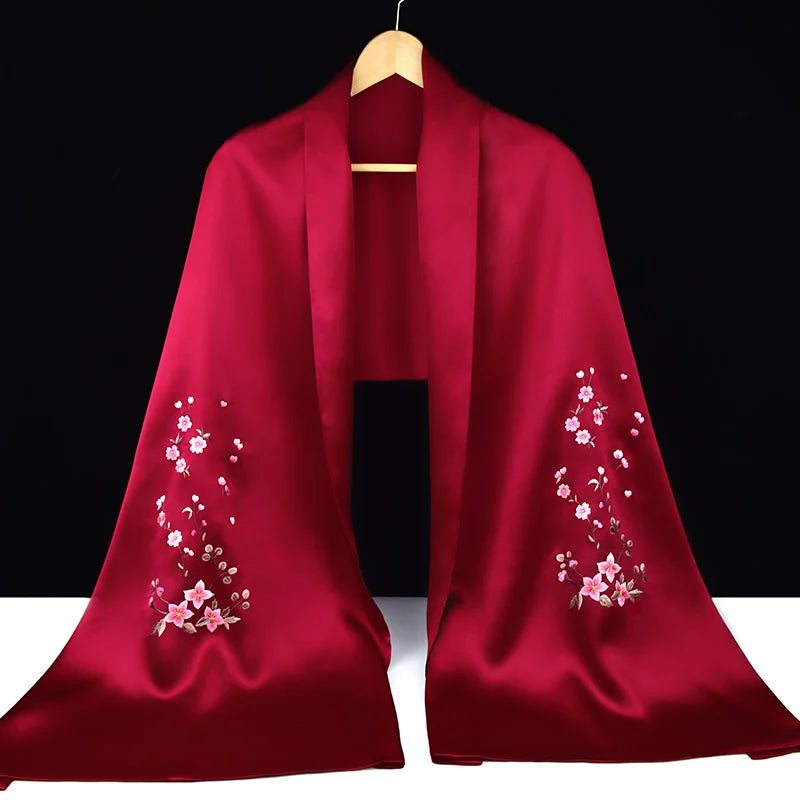 Xiuzhuang Self sold 2023 New Suzhou Embroidery Pure Handmade Embroidery Double layered Silk shawl Women's Scarf Silk Scarf