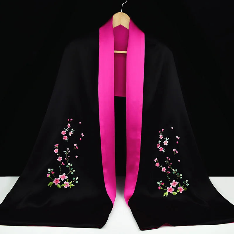Xiuzhuang Self sold 2023 New Suzhou Embroidery Pure Handmade Embroidery Double layered Silk shawl Women's Scarf Silk Scarf