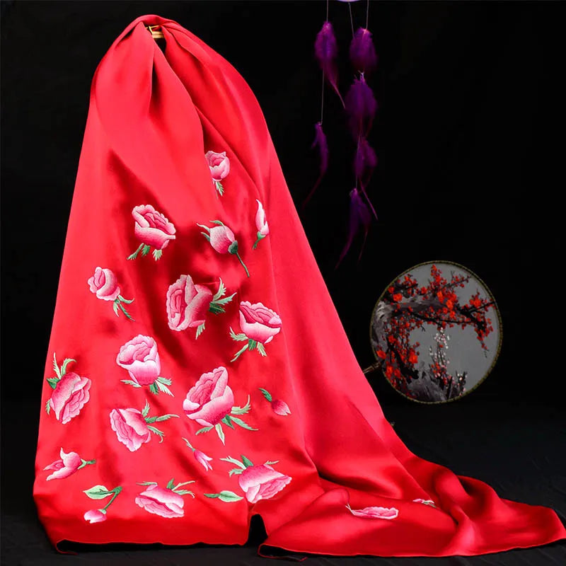 Xiuzhuang self sells 2023 new bride shawl cheongsam with ethnic style Suzhou embroidery scarf and scarf as a special gift