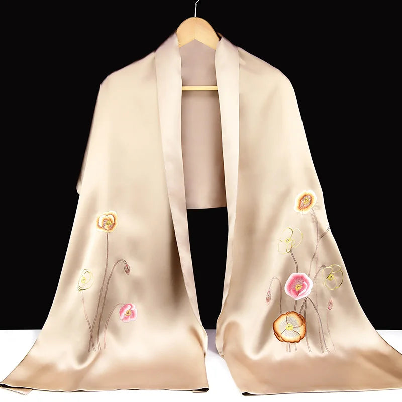 Xiuzhuang self sells 2023 new double-layer silk shawl "Camellia Blossoms" handmade embroidered Suzhou embroidery women's scarves