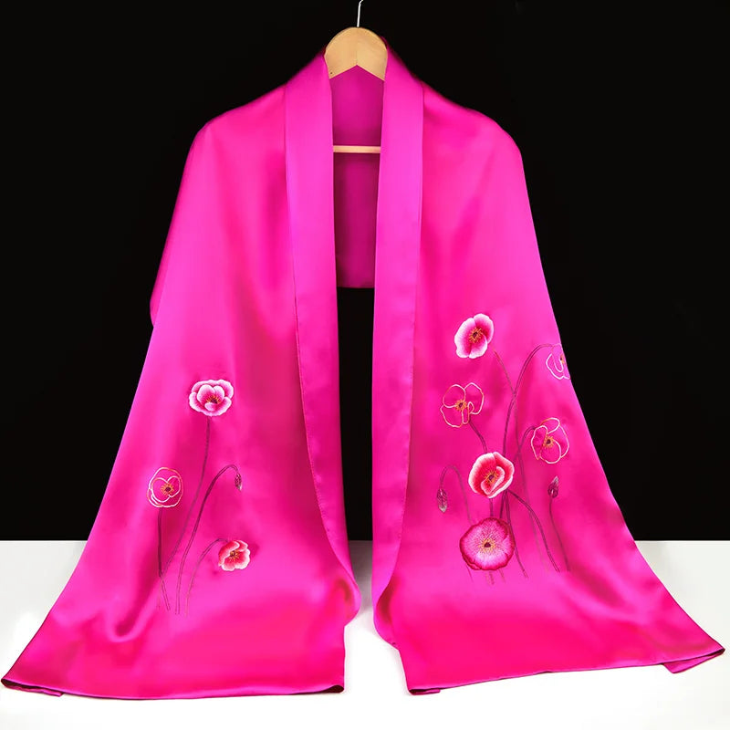 Xiuzhuang self sells 2023 new double-layer silk shawl "Camellia Blossoms" handmade embroidered Suzhou embroidery women's scarves