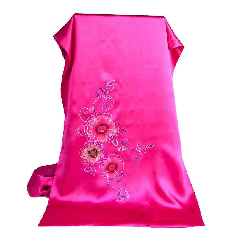 Xiuzhuang self sells 2023 new handmade embroidered silk scarf shawl "Suya Mountain Tea" Chinese style scarf