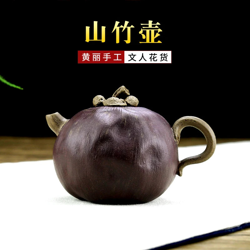 Xiyin Taofu Yixing Purple Clay Pot Handmade Famous Huang Li Mangosteen Pot Literati Pot Flower Goods Sketch Teapot Boutique