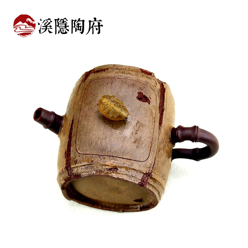 Xiyin Taofu Yixing Purple Clay Pot Handmade Famous Zhou Min Sleeping Bamboo Pot Literati Pot Flower Goods Bamboo Joint Bamboo Se