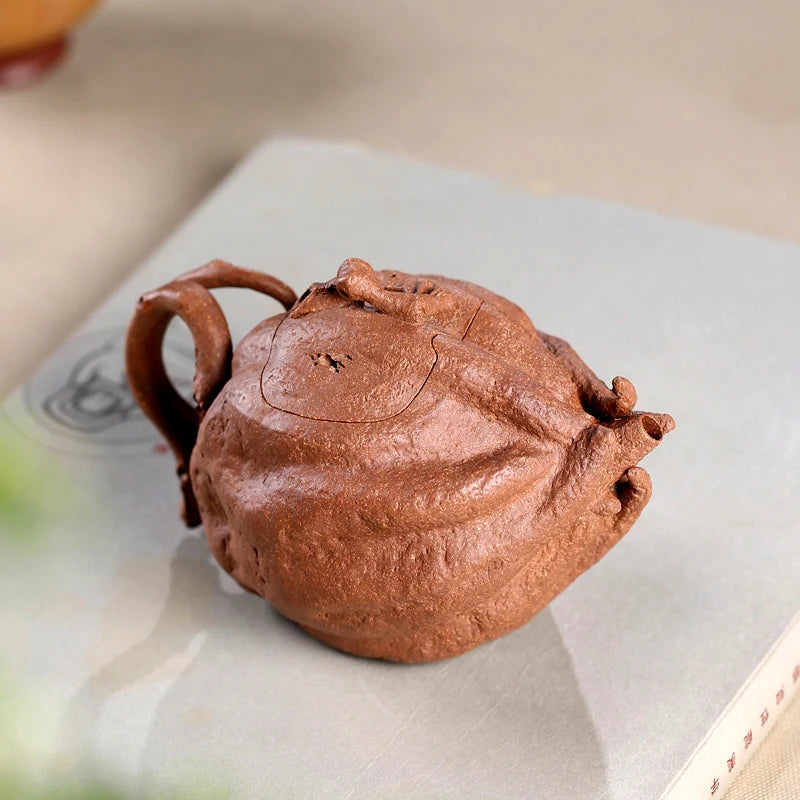 Xiyin Taofu Yixing Purple Clay Teapot Famous Huang Dong Handmade Buddha's Hand Pot Fushou Pot Literati Flower Goods Teapot Tea S