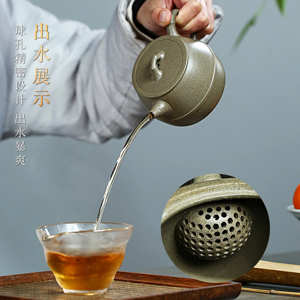 |Yihu spring Yixing purple clay pot famous Hu Qi pure handmade tea pot raw ore qingduan mud boutique household 280C