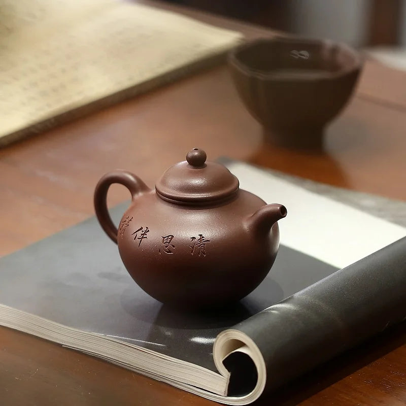 |Yihu spring] Yixing purple clay pot famous pure handmade tea pot raw ore authentic bottom trough Qing tycoon lotus seed