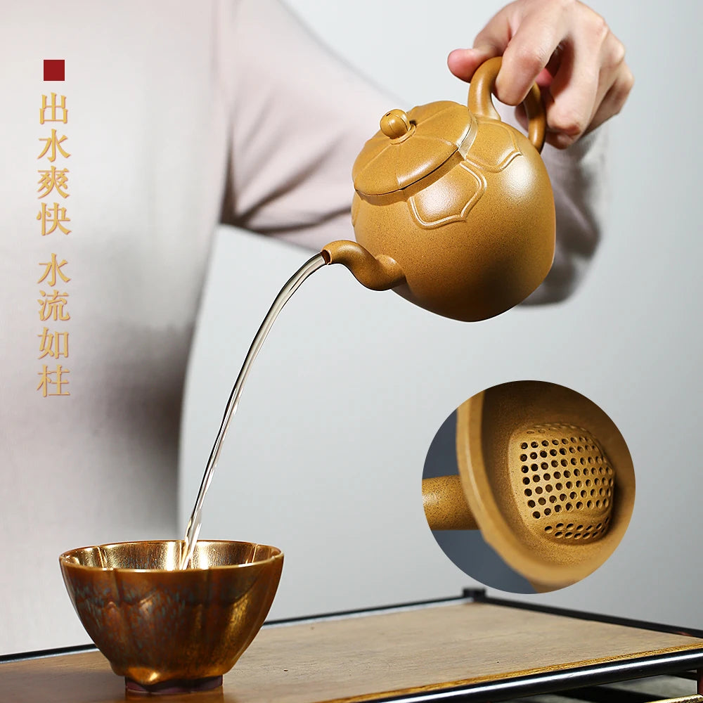 |Yihuchun high-end collection Yixing purple clay pot famous high-purity handmade raw ore gold section tea making pot