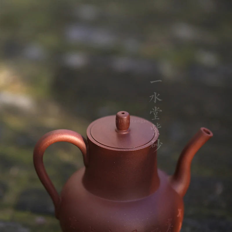 Yishuitang Yixing handmade famous purple clay teapot bottom groove clear holding pot 300ml collection of kungfu tea sets