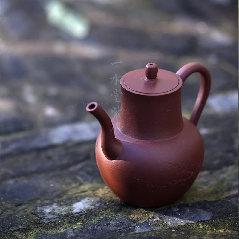 Yishuitang Yixing handmade famous purple clay teapot bottom groove clear holding pot 300ml collection of kungfu tea sets