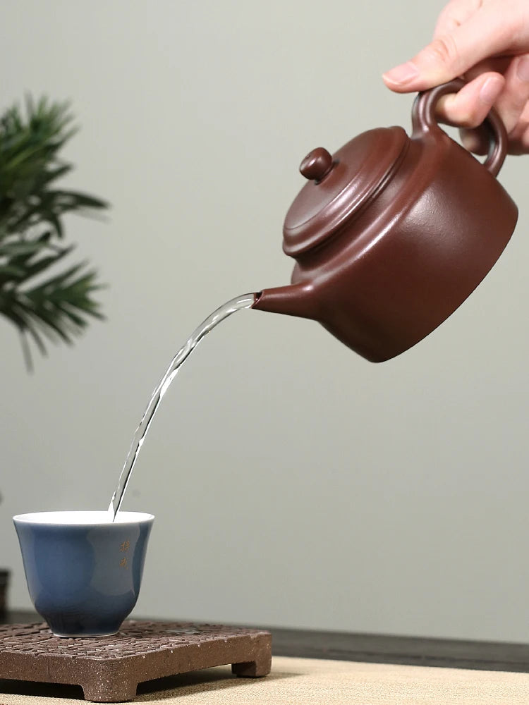 Yixing Dezhong Famous Master Pure Handmade Household Raw Mine Old Purple Clay Tea Pot High End Business Gift