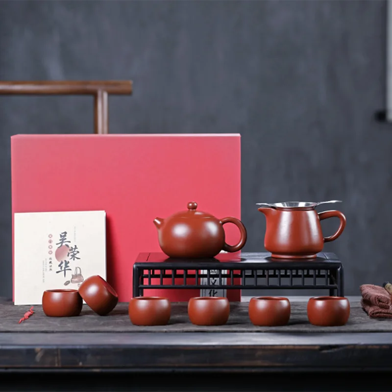 Yixing Famous Master Dahongpao Purple Clay Pot, Pure Handmade Set, Light Luxury, High End Household, Xishi Brewing Tea Pot