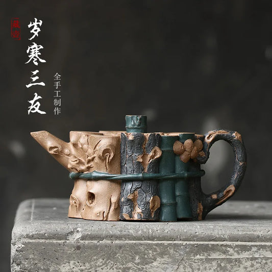 Yixing Famous Purple Clay Pot Tea Set, Pure Handmade Pot, Huanglongshan Original Mine Section Mud, Fully Flower