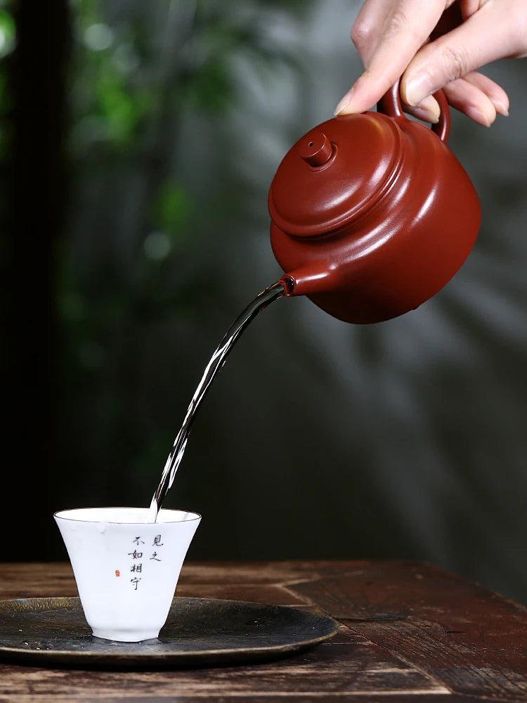 Yixing Original Mining Big Red Mud Purple Sand Tea Pot Pure Handmade Chinese Assistant Worker Dezhong Small Single