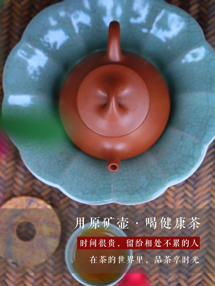 Yixing Purple Clay Master Wan Jufen Pure Handmade Scenery Boat Stone Ladle Original Mine Red Mud Dahongpao Tea Pot Set