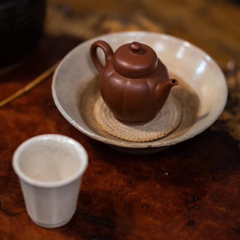 Yixing Purple Clay Pot Raw Mine Dahongpao Zhu Ni Chinese Style Imitation Ancient Ming Palace Lamp With A Small