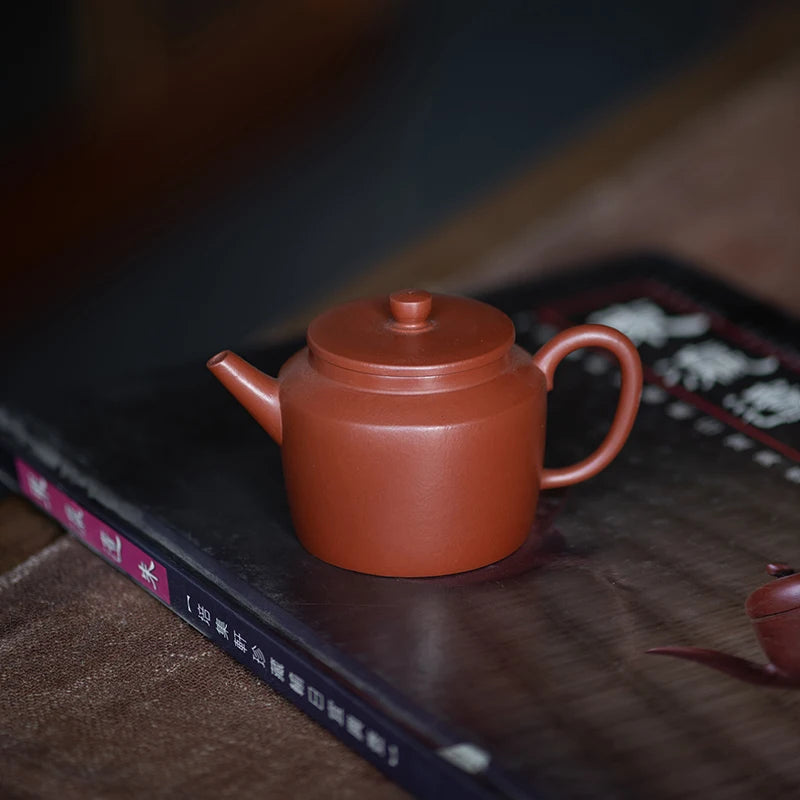 Yixing Purple Clay Pot, Small Coal Kiln, Dahongpao, Xu Yuefeng, Pure Handmade Imitation Of Ancient Folded Shoulder Flat Lid Pot
