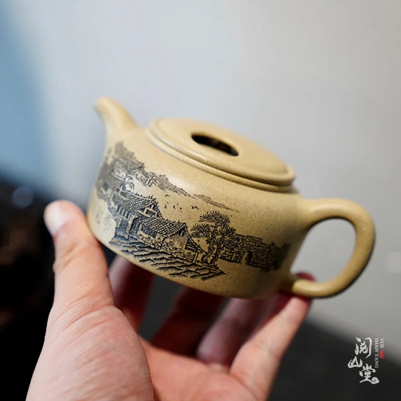 Yueshan Hall | Cow Cover Lotus Seed Purple Clay Pot Raw Ore Benshan Green Chinese Works All Handmade