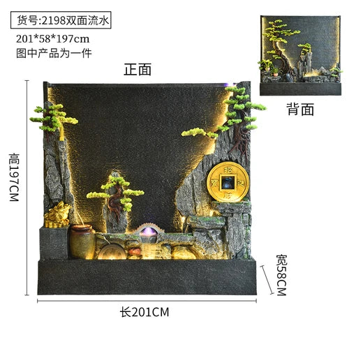 ZC Large Water Curtain Wall Screen Hallway Living Room Villa Courtyard Hotel Decoration