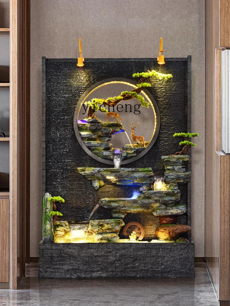 ZC Large Water Curtain Wall Screen Hallway Living Room Villa Courtyard Hotel Decoration