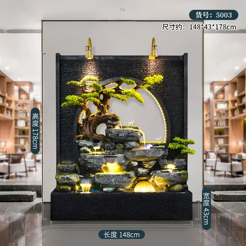 ZC Large Water Curtain Wall Screen Hallway Living Room Villa Courtyard Hotel Decoration