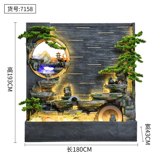 ZC Large Water Curtain Wall Screen Hallway Living Room Villa Courtyard Hotel Decoration