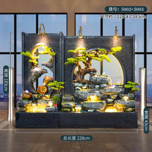 ZC Large Water Curtain Wall Screen Hallway Living Room Villa Courtyard Hotel Decoration