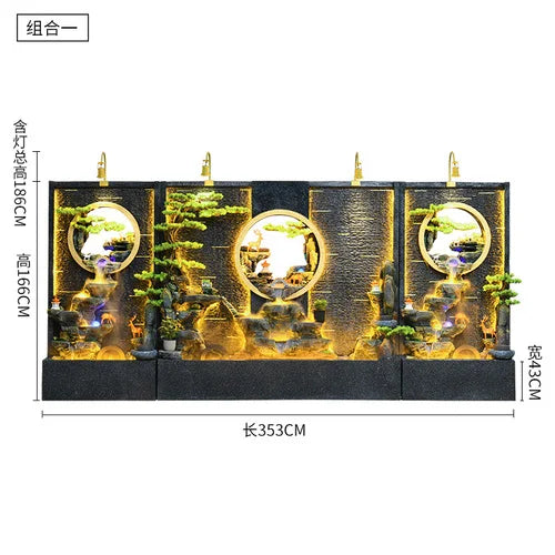 ZC Large Water Curtain Wall Screen Hallway Living Room Villa Courtyard Hotel Decoration