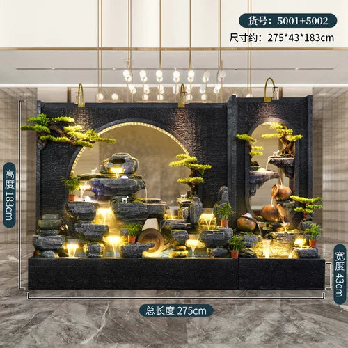 ZC Large Water Curtain Wall Screen Hallway Living Room Villa Courtyard Hotel Decoration