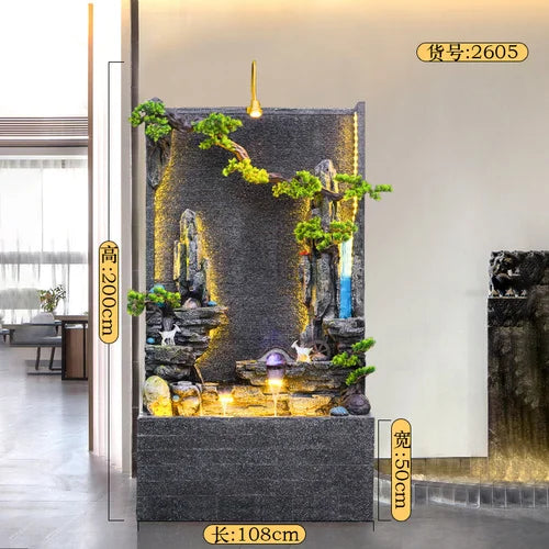 ZC Large Water Curtain Wall Screen Hallway Living Room Villa Courtyard Hotel Decoration