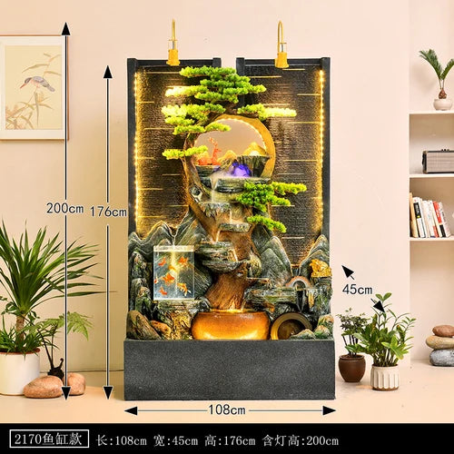 ZC Large Water Curtain Wall Screen Hallway Living Room Villa Courtyard Hotel Decoration