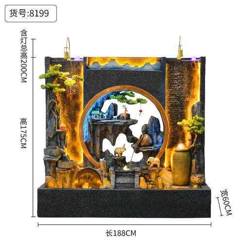 ZC Outdoor Large Company Water Curtain Wall Water Screen Entrance Hall Villa Courtyard Floor Hotel Lobby Decoration