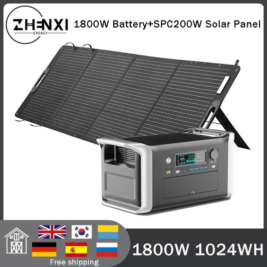 ZHENXI 1800W A-Power Portable Power Station Solar Generator 1024Wh LiFePO4 Battery Power Failure Camping Fishing RV 2500+ Cycles