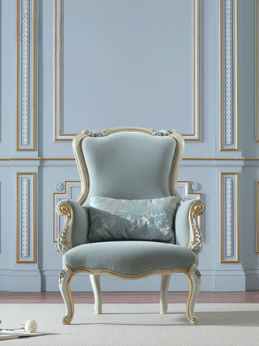 Zelkwood leisure chair, diamond velvet painted gold high backrest European style sofa chair, high-end dining chair