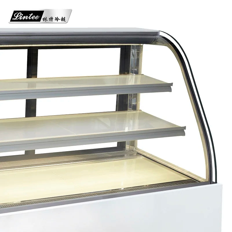 bakery refrigerated cabinet curved glass display stand up refrigerator cake fridge showcase cooler for dessert pastry