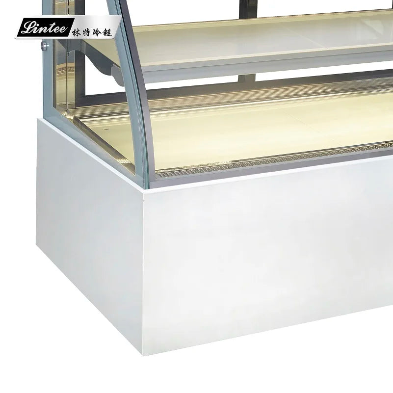 bakery refrigerated cabinet curved glass display stand up refrigerator cake fridge showcase cooler for dessert pastry