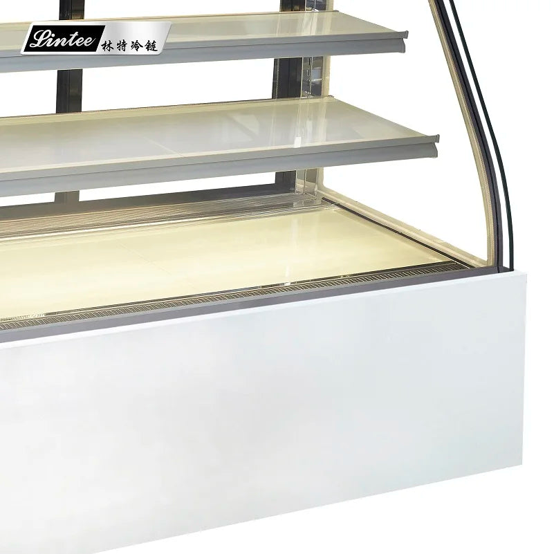 bakery refrigerated cabinet curved glass display stand up refrigerator cake fridge showcase cooler for dessert pastry