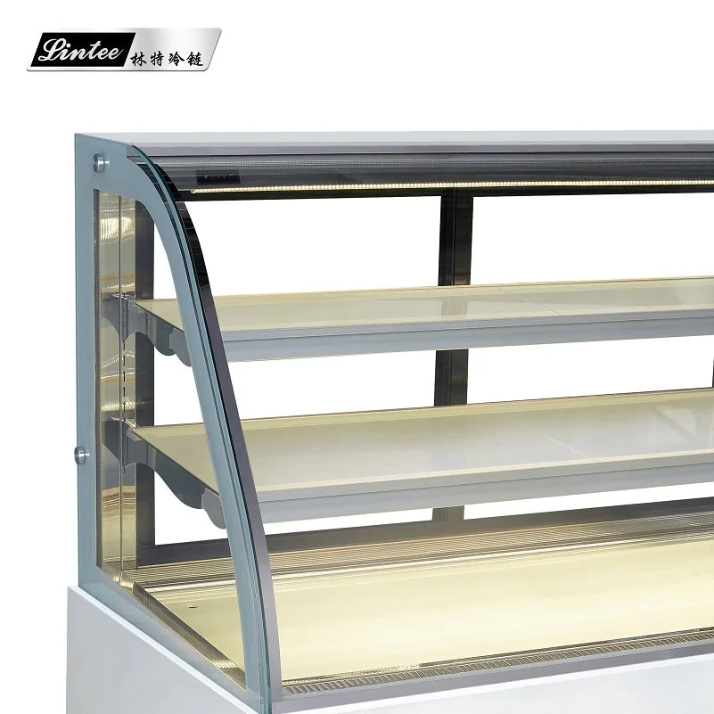 bakery refrigerated cabinet curved glass display stand up refrigerator cake fridge showcase cooler for dessert pastry
