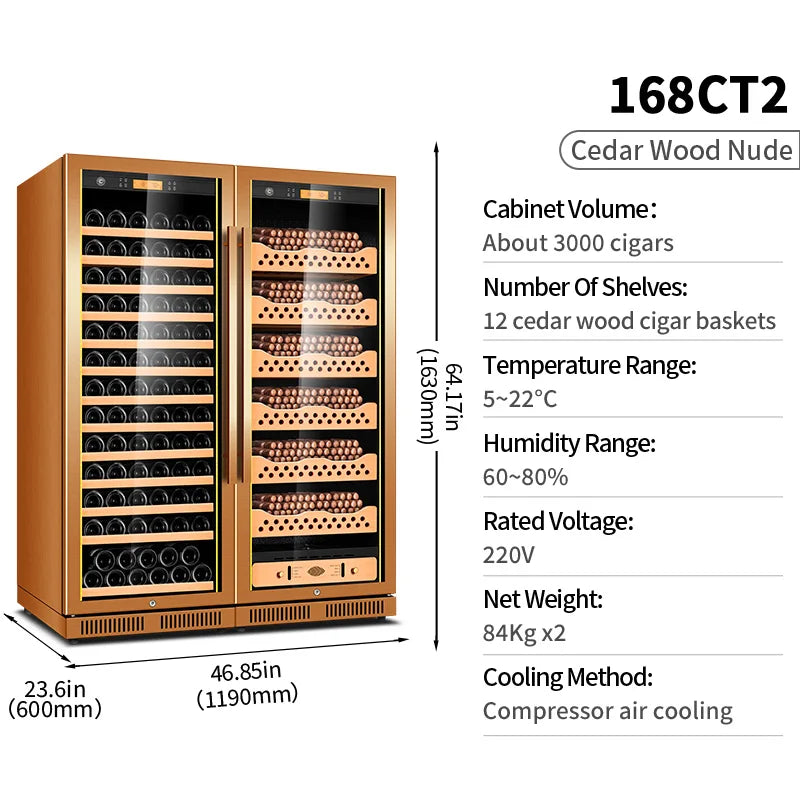 cigar cabinet led light humidor display large Spanish Cedar Wood Luxury Cigar Cooler FK-168CT