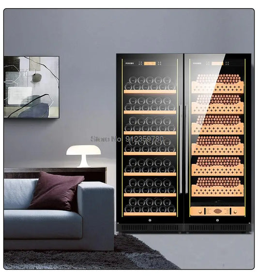 cigar cabinet led light humidor display large Spanish Cedar Wood Luxury Cigar Cooler FK-168CW1