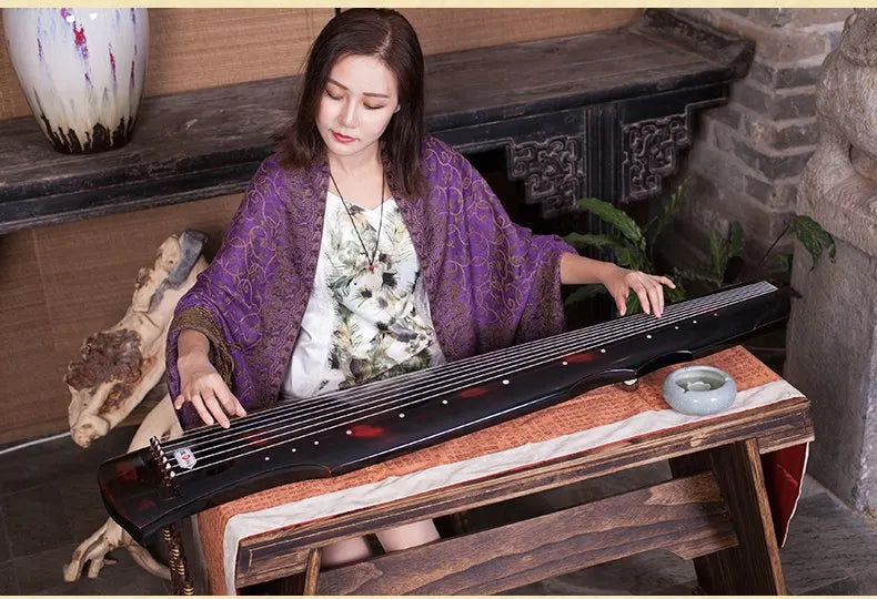 cinnabar chinese guqin fu xi Type Lyre Chinese 7 Strings Ancient Zither Chinese Musical Instrument zither 7 string chinese Guqin