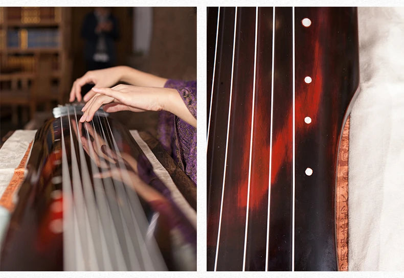 cinnabar guqin fu xi Type Lyre Chinese 7 Strings Ancient Zither Chinese Musical Instruments zither 100% solid AAA fir wood Guqin