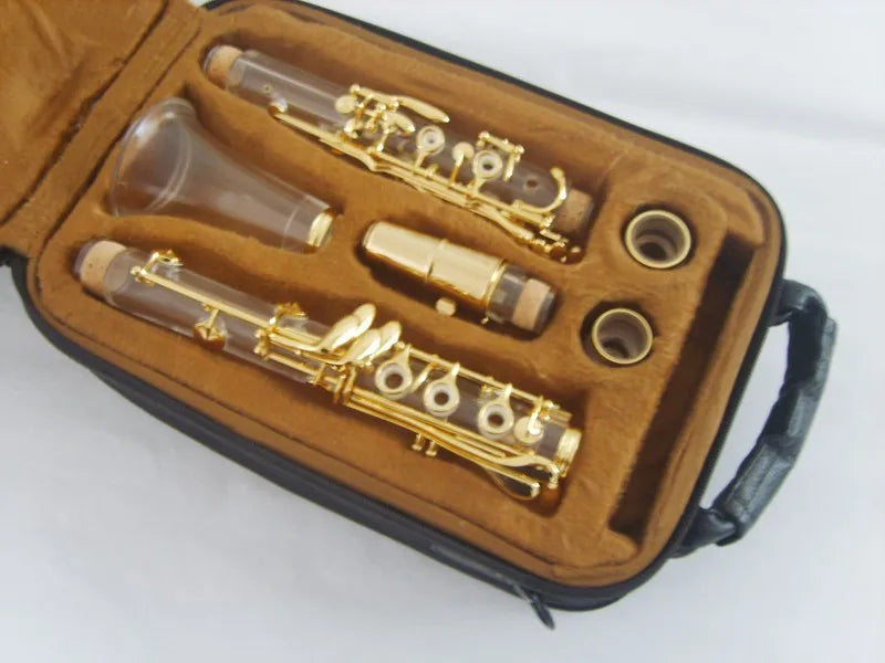 MMOOKA clear Bb KEY clarinet kit real gold plated parts case / grease/ cleaning cloth