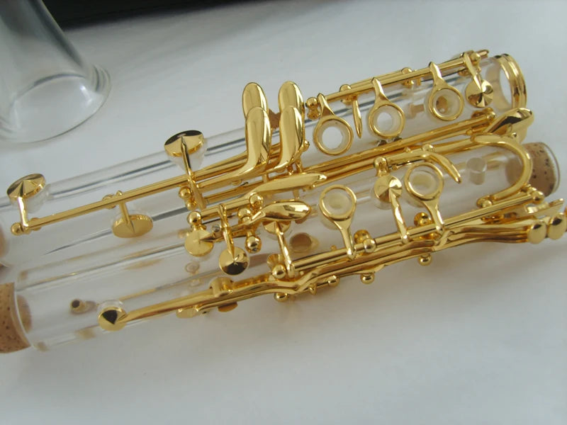 MMOOKA clear Bb KEY clarinet kit real gold plated parts case / grease/ cleaning cloth