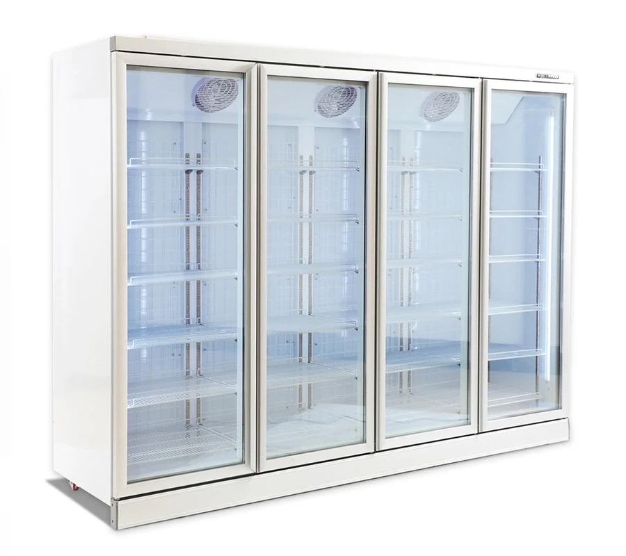 commercial 4 door display fridge glass side-by-side refrigerators for drink cake chocolate