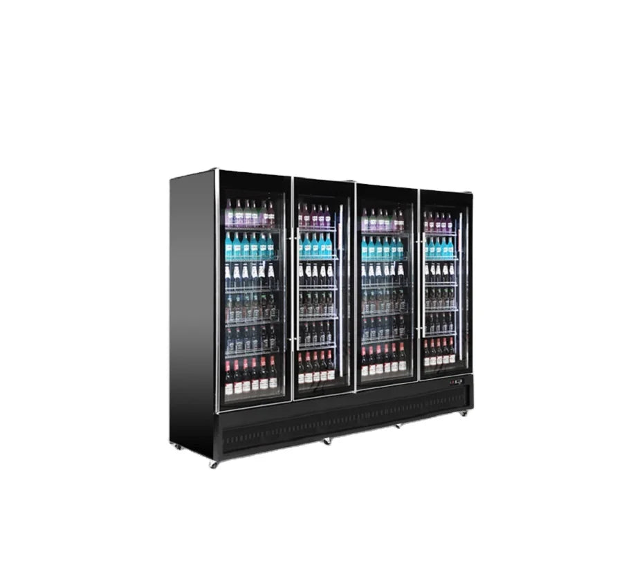 commercial 4 door display fridge glass side-by-side refrigerators for drink cake chocolate