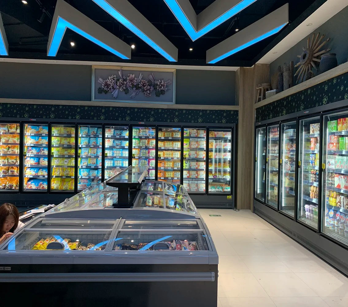 commercial drink display chiller ice cream freezer glass upright display refrigerator