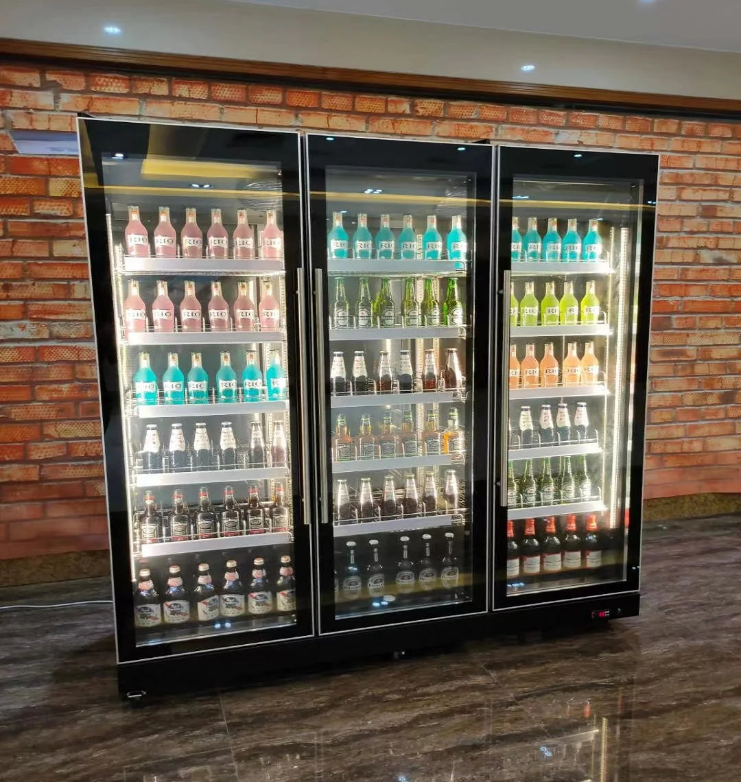 commercial drink display chiller ice cream freezer glass upright display refrigerator