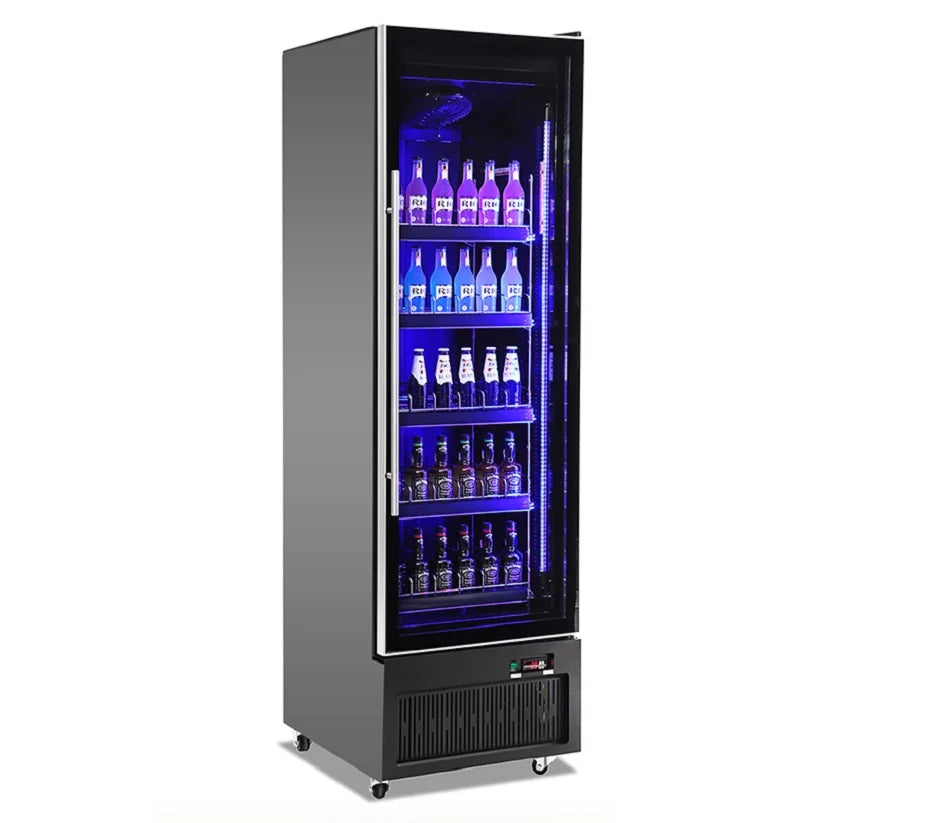commercial supermarket drink cake display refrigerator showcase upright glass double door fridge